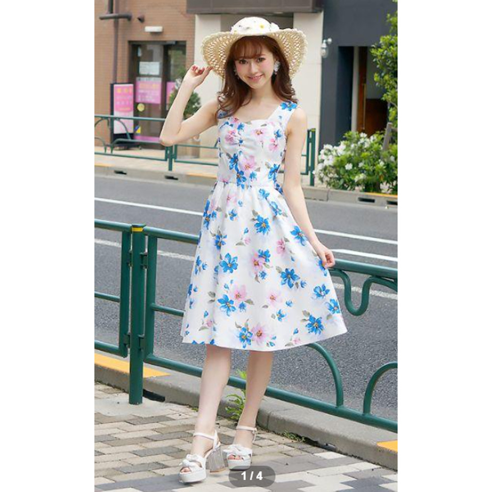 Liz Lisa Large Floral Back Ribbon OP Dress Jfashion Gyaru Himekaji Girl Japan - Picture 2 of 16